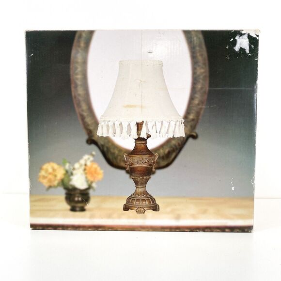 Prestigeline Bronze Finish Accent Lamp Bellshade Tassel Nightstand MCM VTG NEW
